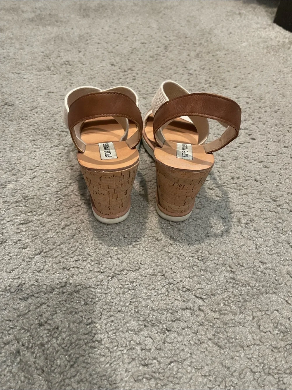 Steve Madden Neutral Canvas and Cork Platform Wedges